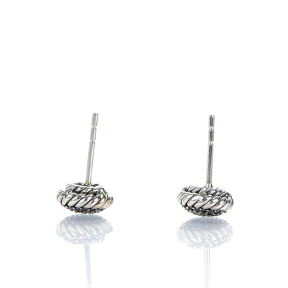 David Yurman Sterling Silver Pave Black Diamond 7mm Petite Earrings 3 of 5