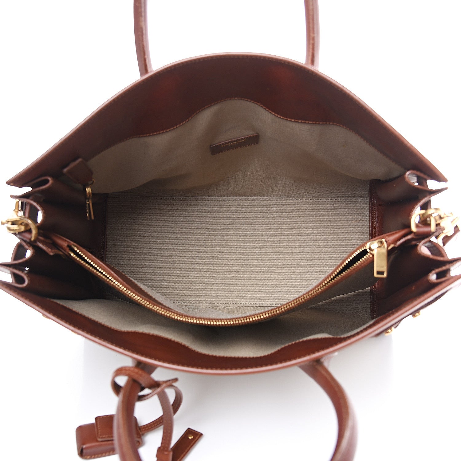 Saint Laurent Linen Calfskin Medium Souple Sac De Jour Cognac 4 of 14