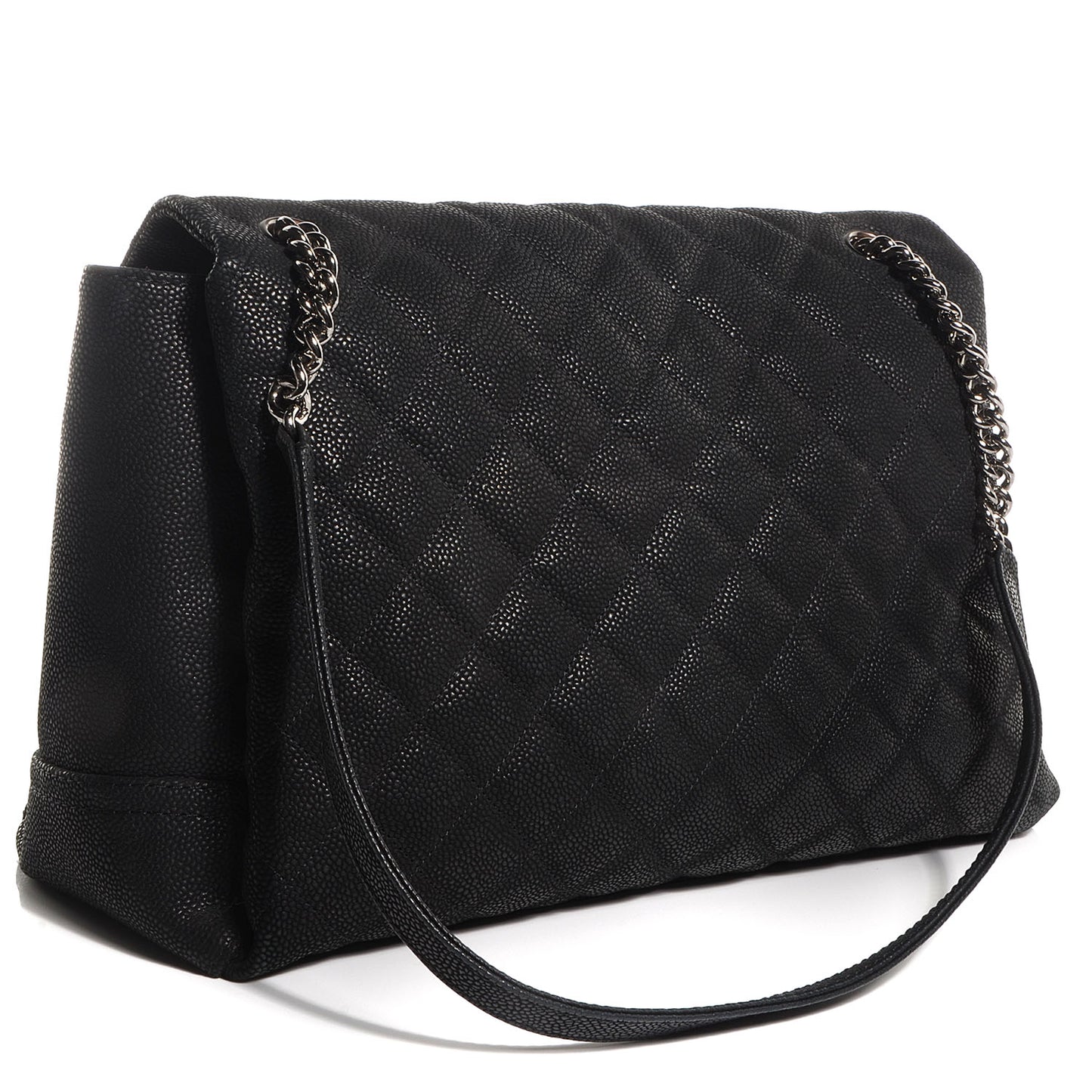 Iridescent Caviar Medium Lady Pearly Flap Black