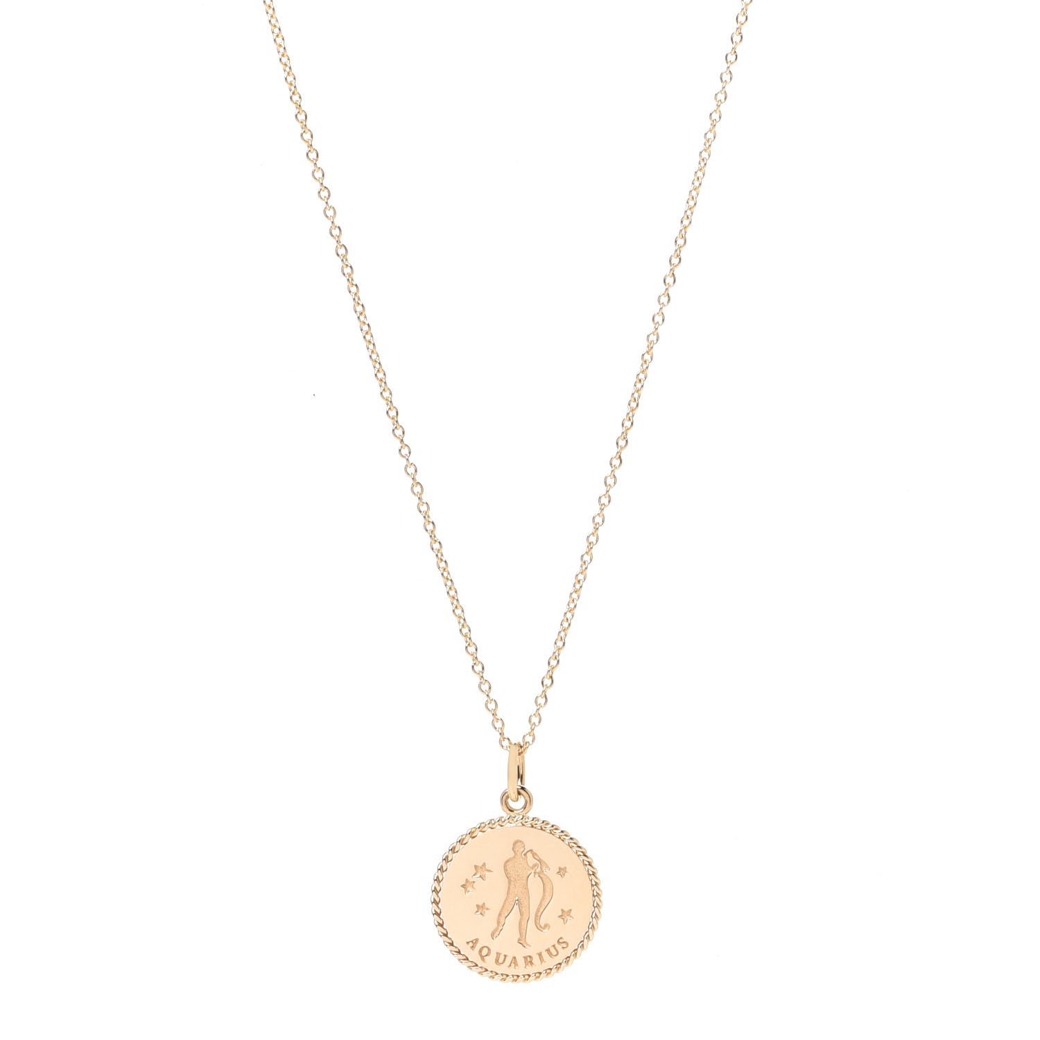 Tiffany 18K Yellow Gold Zodiac Aquarius Pendant Necklace 1 of 7