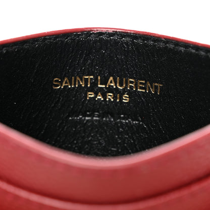 Saint Laurent Grain De Poudre Matelasse Chevron Monogram Credit Card Case Opyum Red 6 of 12