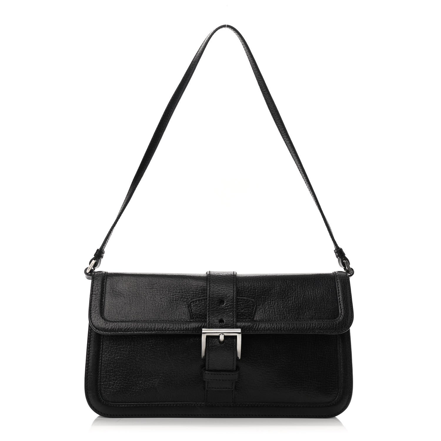 Prada Goatskin Flap Bag Black 1 of 10