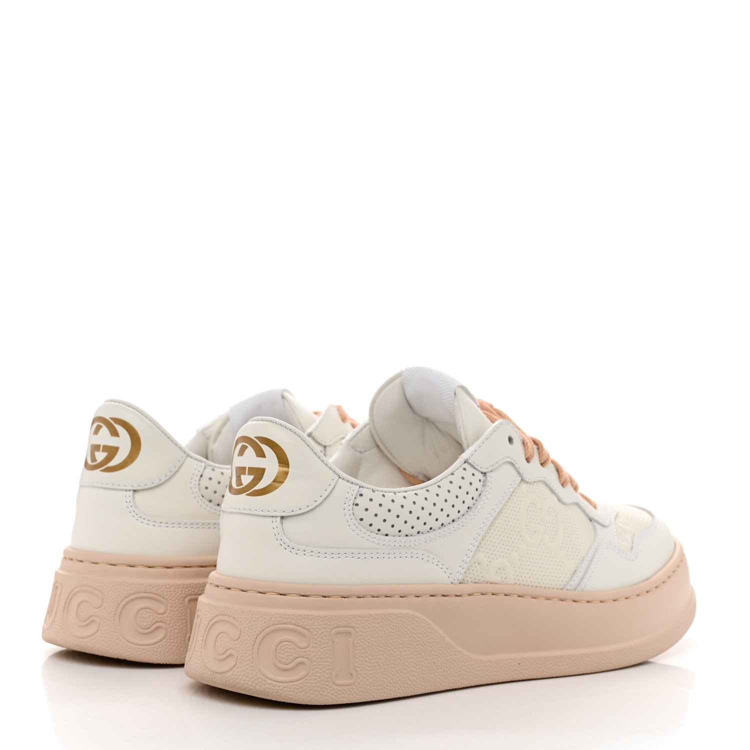 Gucci Calfskin GG Tennis Embossed Womens Platform 55mm Sneakers 38.5 White 4 of 8