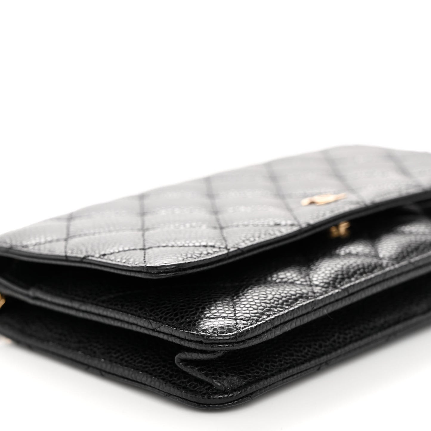 Caviar Quilted Wallet on Chain WOC Black