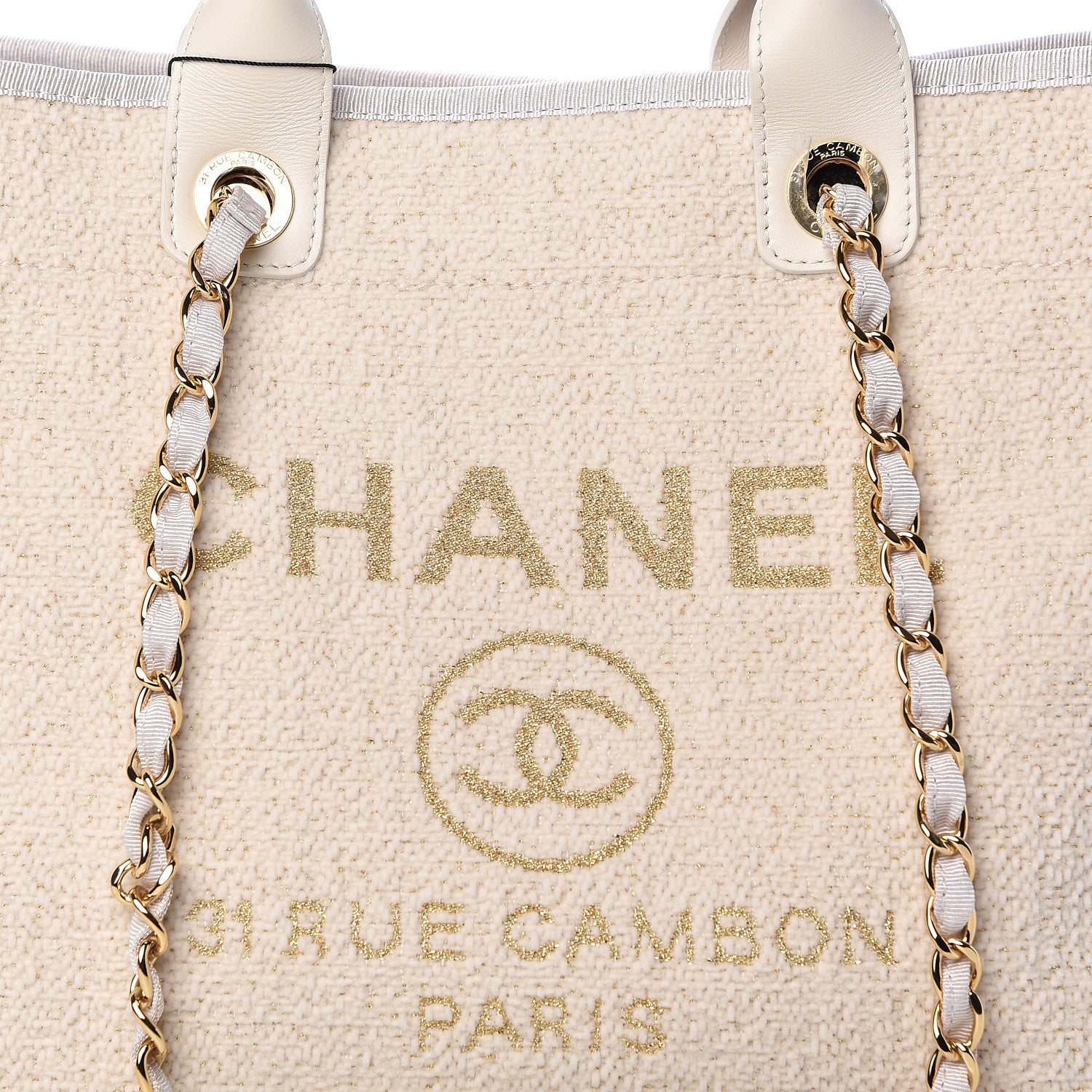 Chanel Lurex Boucle Large Deauville Tote White 11 of 11