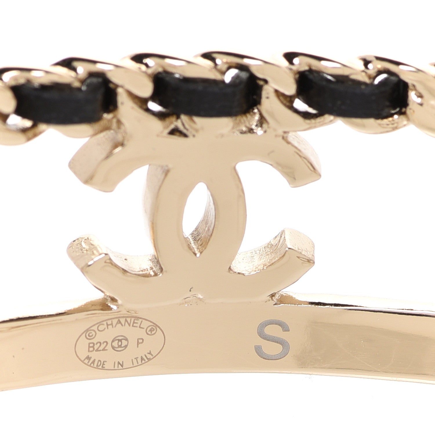 Chanel Metal Lambskin Chain CC Bracelet S Gold 4 of 5
