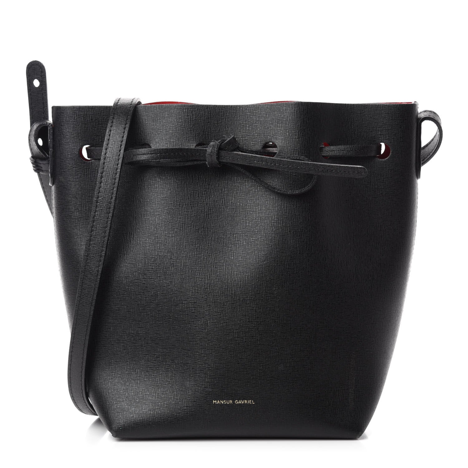 Mansur Gavriel Saffiano Mini Bucket Bag Black Flamma 1 of 19