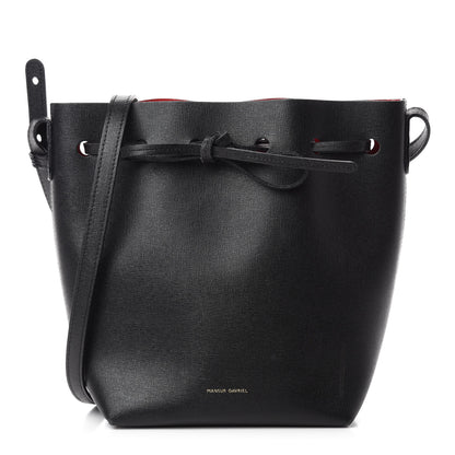 Mansur Gavriel Saffiano Mini Bucket Bag Black Flamma 1 of 19