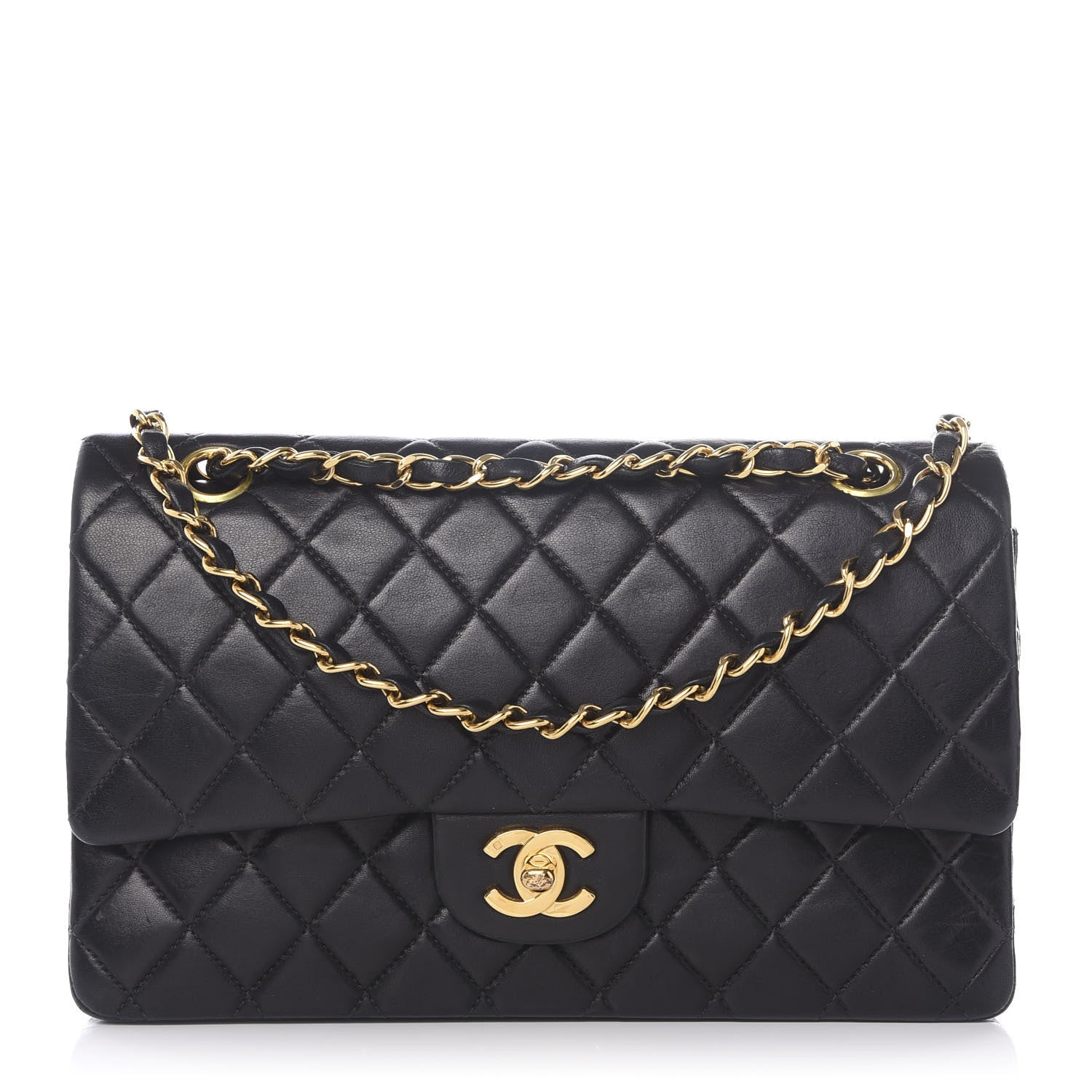 Chanel Lambskin Quilted Medium Double Flap Black 1 of 9
