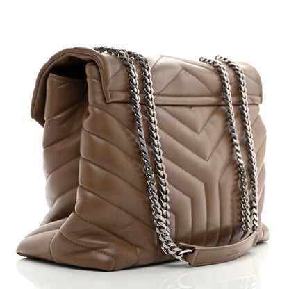 Saint Laurent Calfskin Y Quilted Monogram Medium Loulou Chain Satchel Desert Storm 3 of 12