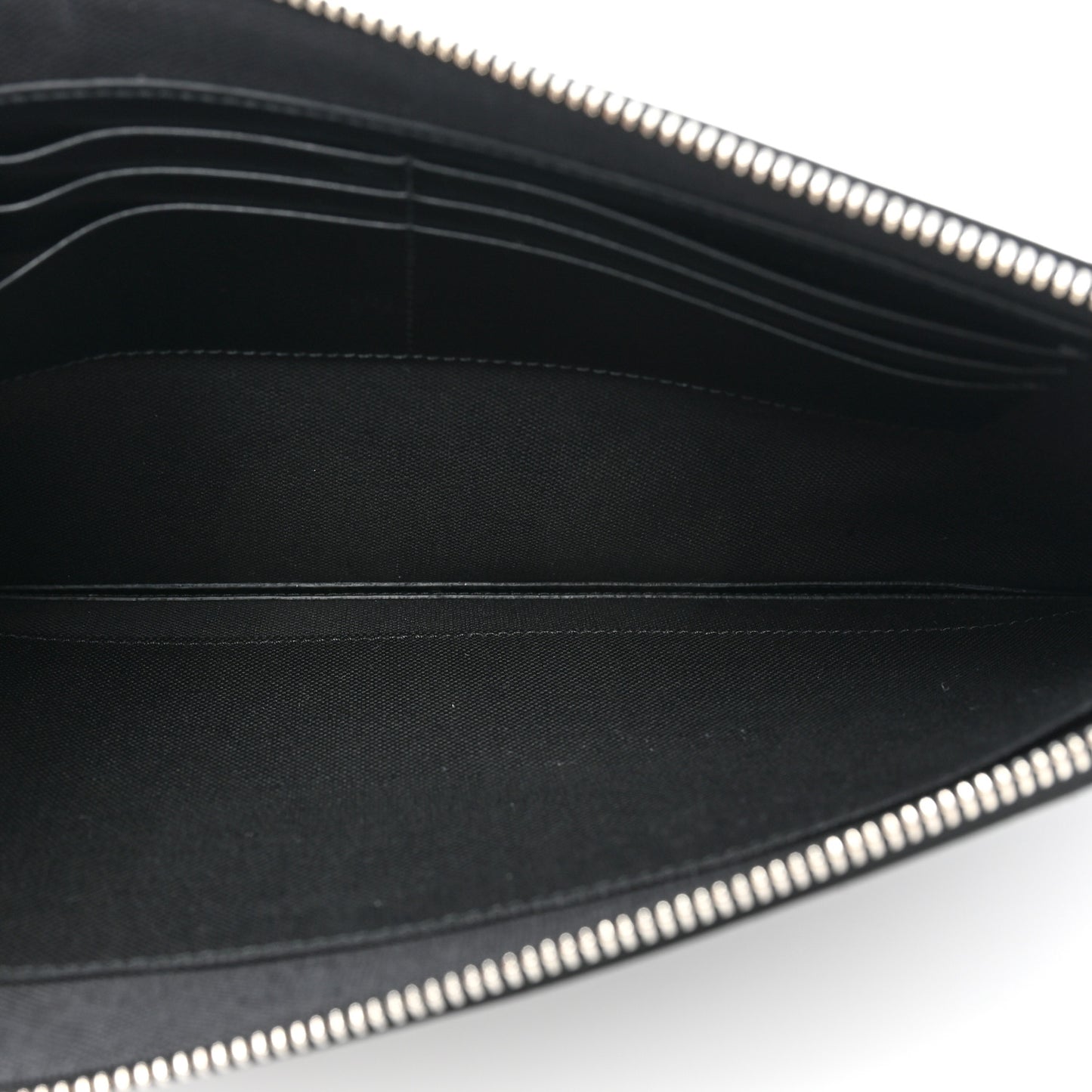 Calfskin Blade Embroidered Zip Pouch Black