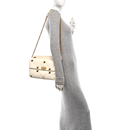 Valentino Garavani Nappa Large Roman Stud Shoulder Bag Ivory 3 of 17