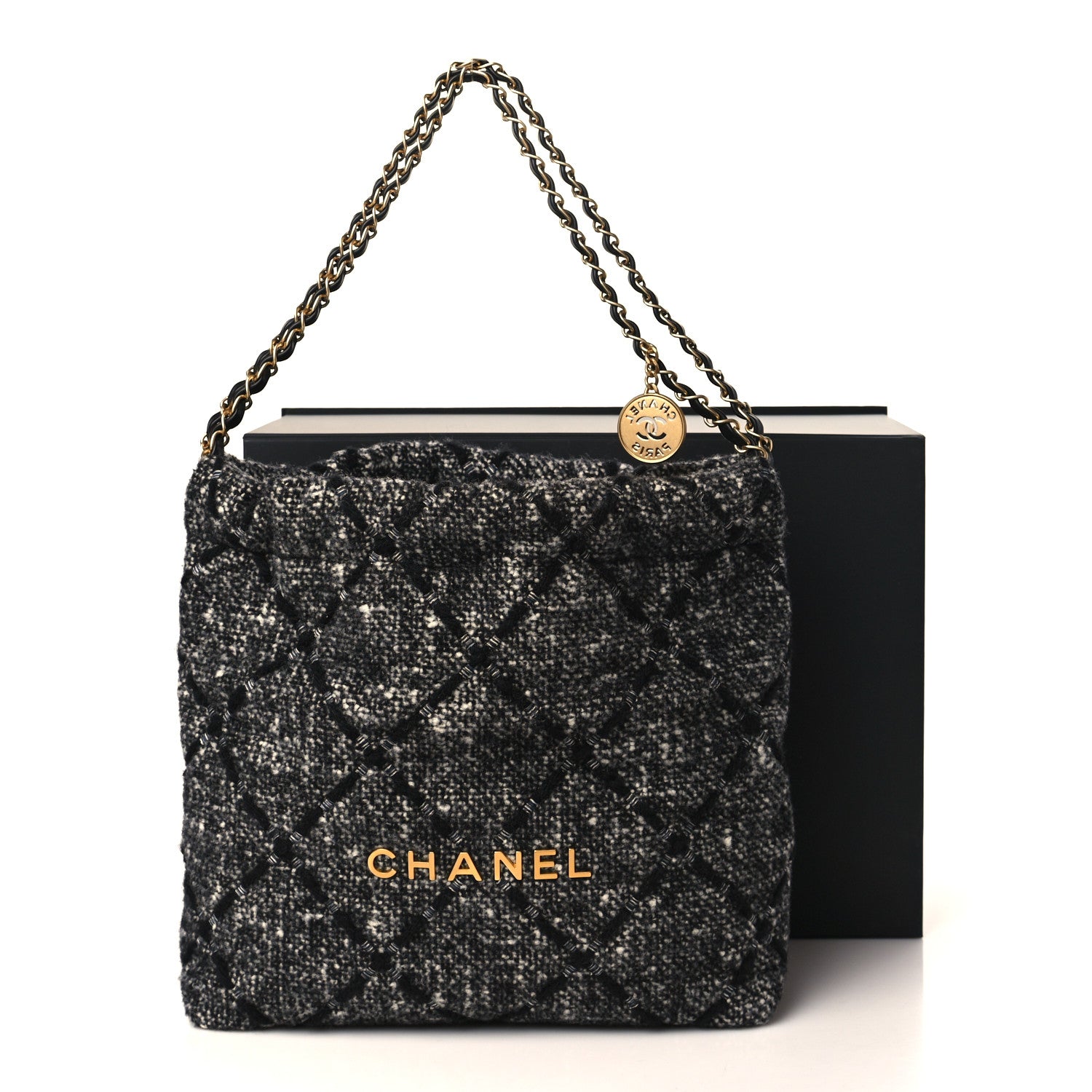 Chanel Tweed Quilted Chanel 22 Black Ecru 11 of 11