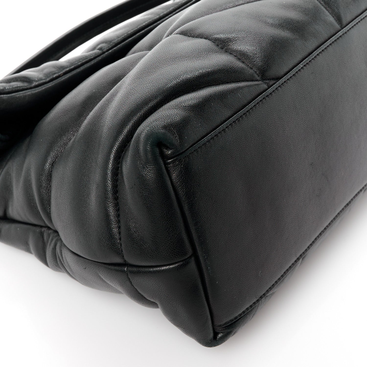 Saint Laurent Lambskin Quilted Medium Loulou Puffer Monogram Chain Satchel Black 11 of 12
