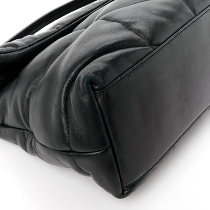 Saint Laurent Lambskin Quilted Medium Loulou Puffer Monogram Chain Satchel Black 11 of 12