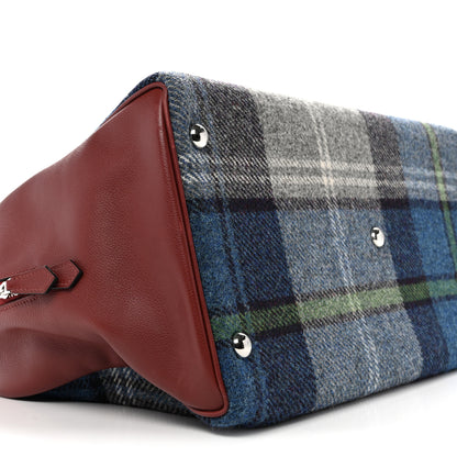 Hermes Evercolor Wool Tweed Tartan Galop d'Hermes Fourre Tout 50 Rouge H Bleu De Malte 8 of 12