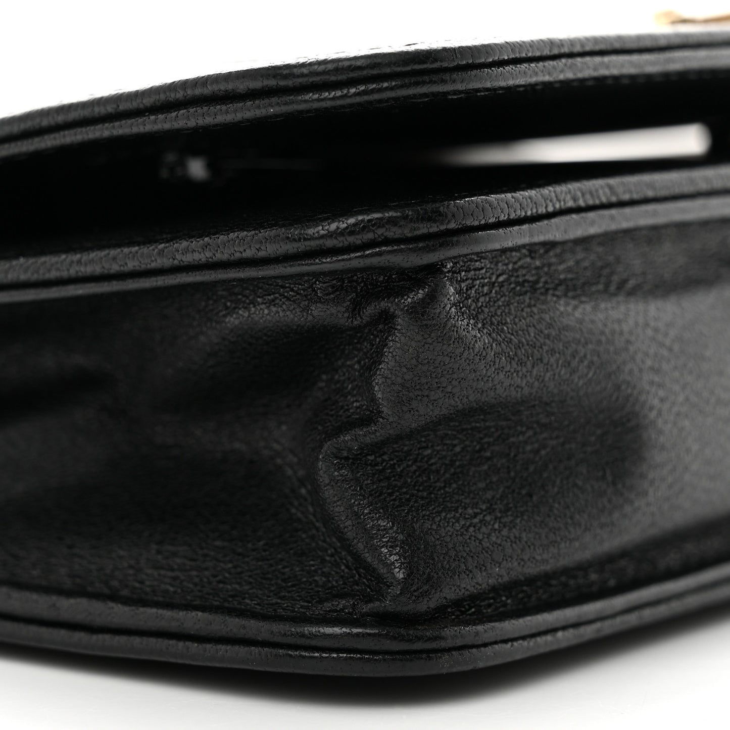 Caviar Chevron Quilted Vintage Mademoiselle Wallet On Chain WOC Black