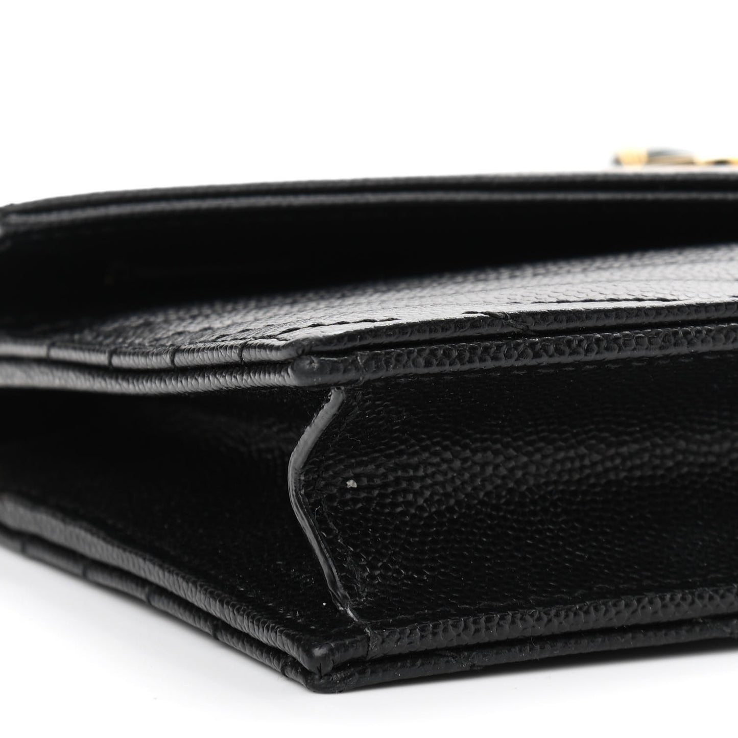 Grain De Poudre Matelasse Chevron Monogram Envelope Chain Wallet Black