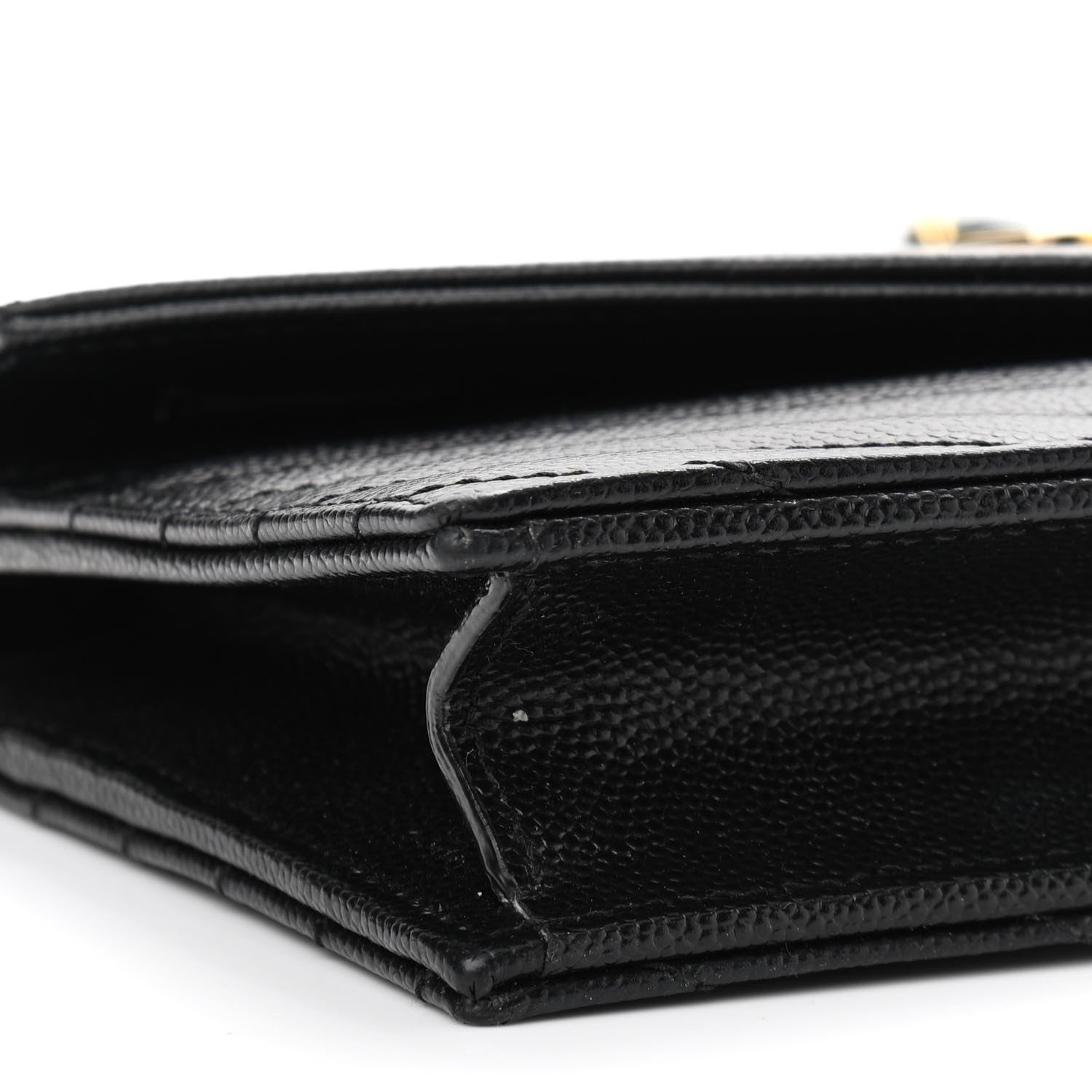Saint Laurent Grain De Poudre Matelasse Chevron Monogram Envelope Chain Wallet Black 9 of 11