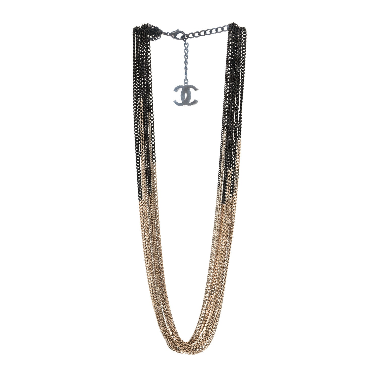 Chanel Ruthenium Chain CC Necklace Black Gold 3 of 5