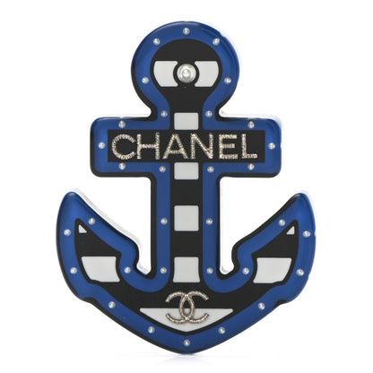 Chanel Resin Pearl Anchor CC Brooch Black Blue 1 of 4