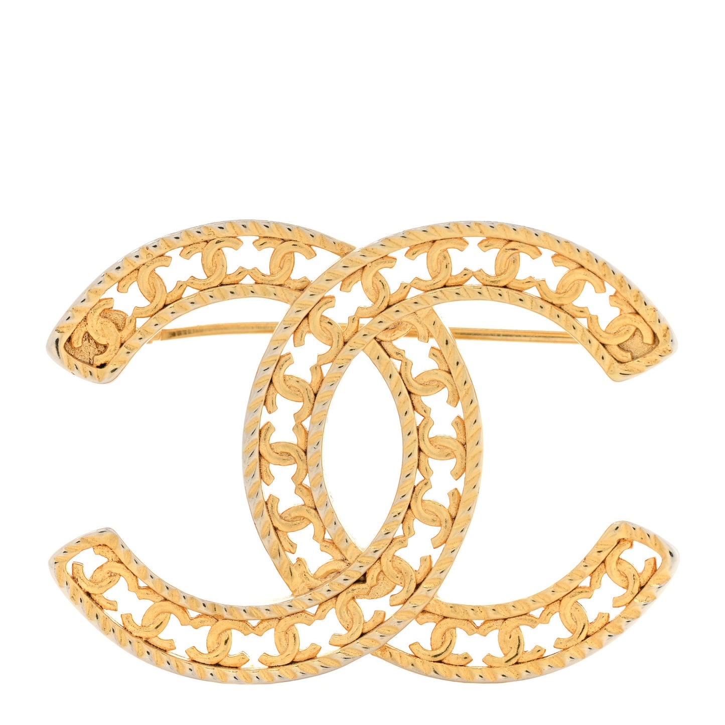 Metal CC Brooch Gold