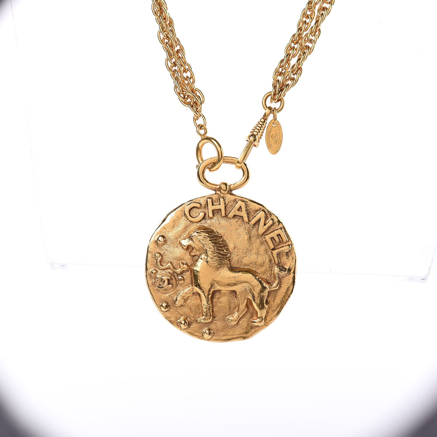 Chanel Lion Medallion Necklace Gold 3 of 5