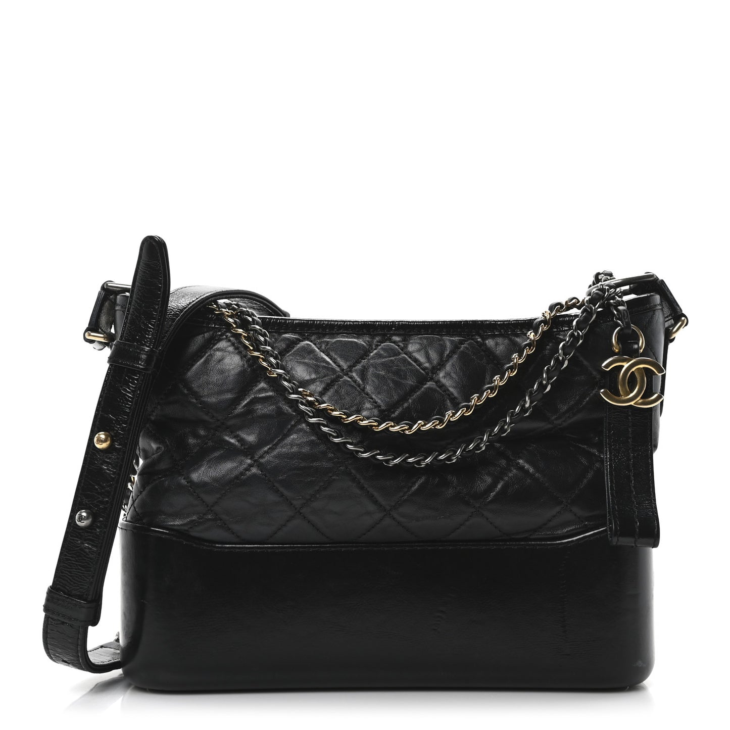 Aged Calfskin Quilted New Medium Gabrielle Hobo Black