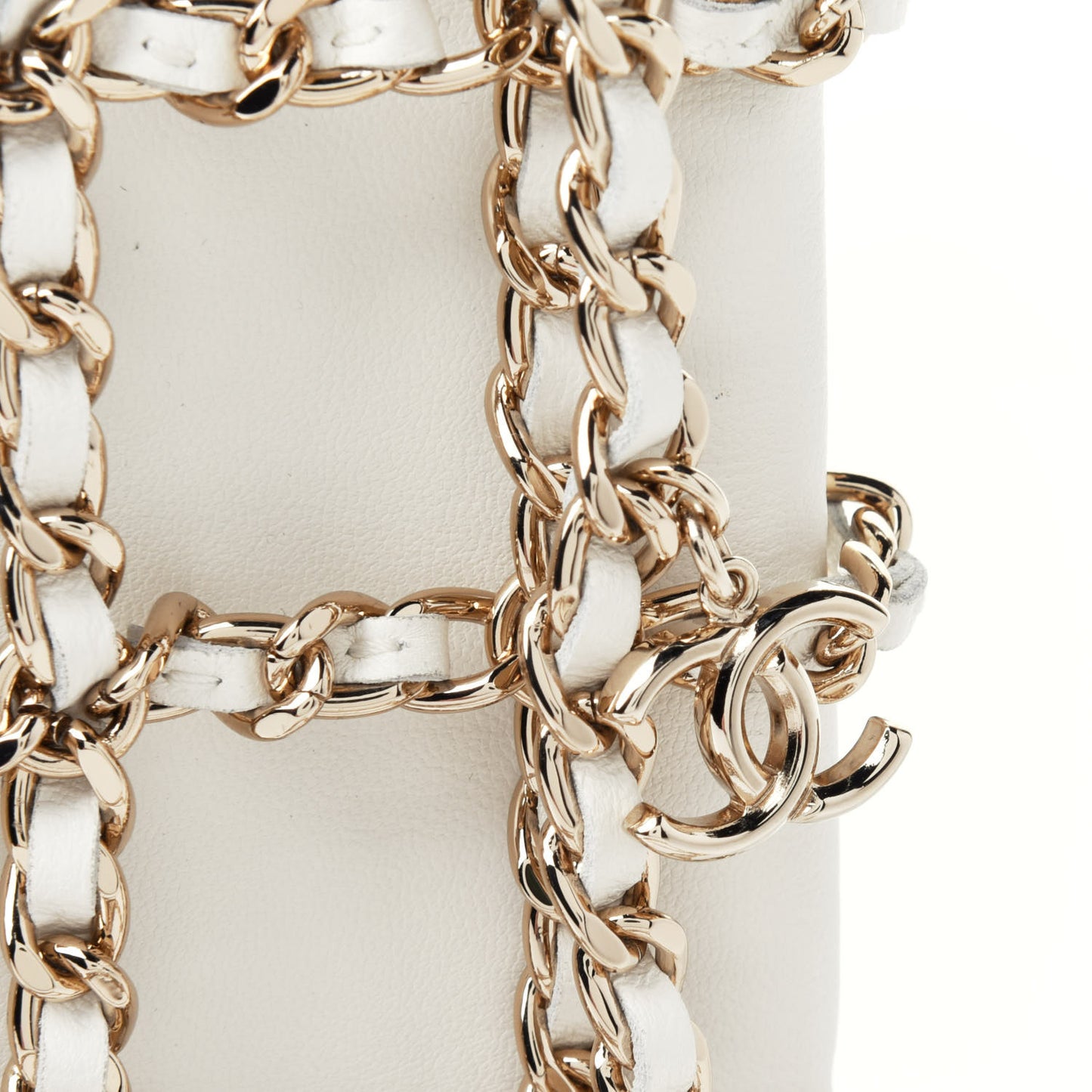 Lambskin Tech Me Out Clutch With Chain White
