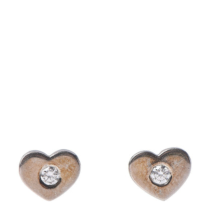 Tiffany Sterling Silver Diamond Paloma Picasso Modern Heart Earrings 1 of 4