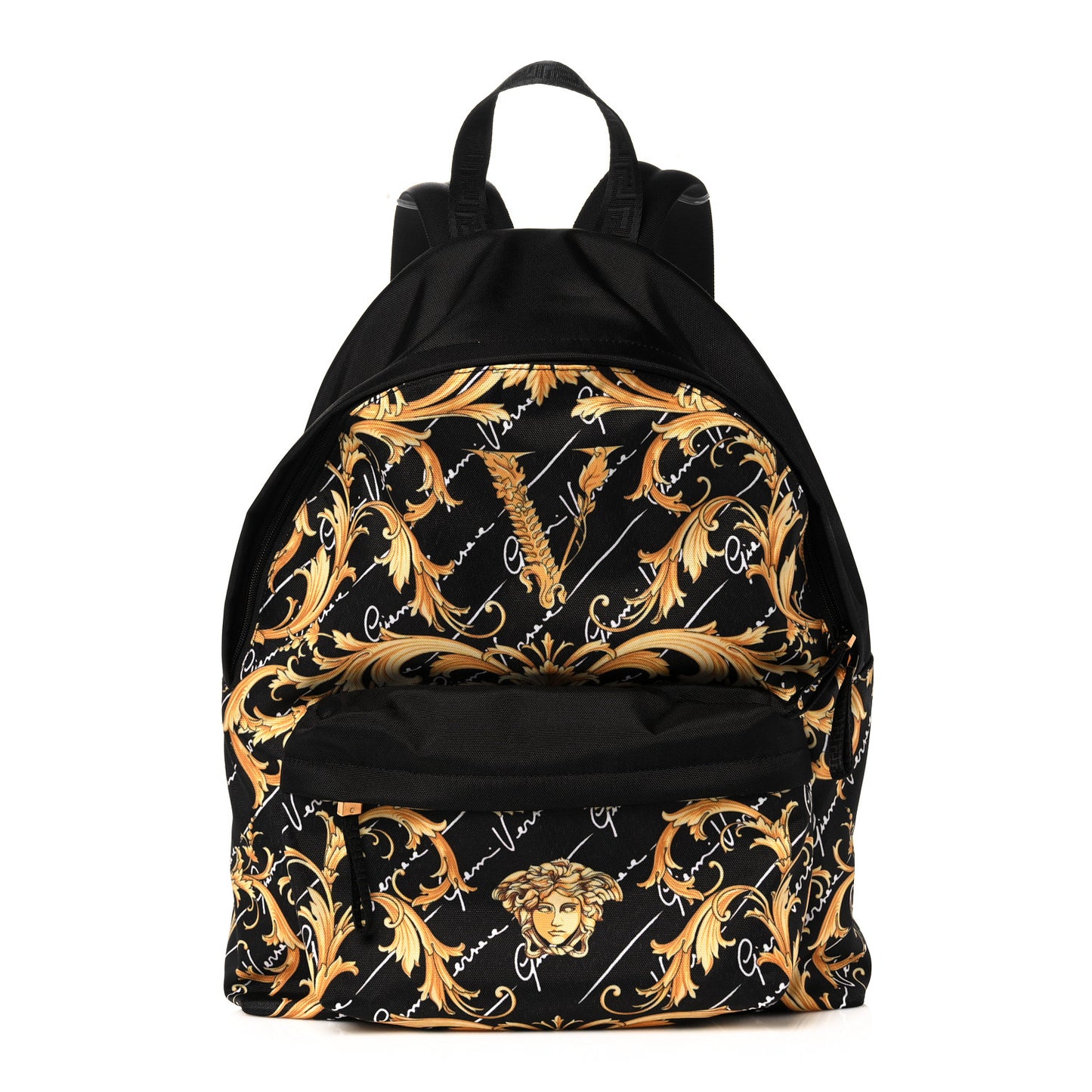 Nylon Barocco Signature Print Backpack Black