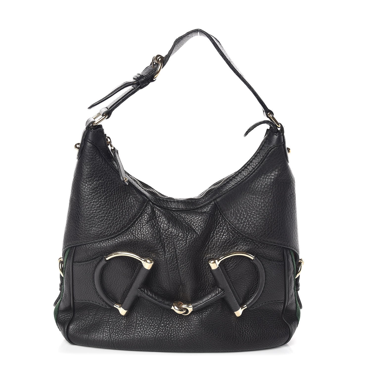 Gucci Calfskin Large Horsebit Web Hobo Black 1 of 13