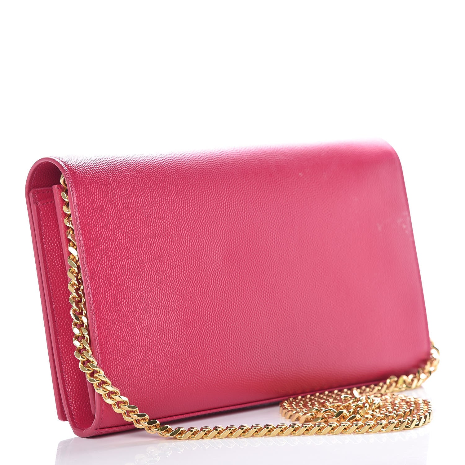 Saint Laurent Grain De Poudre Monogram Chain Wallet Bubblegum 3 of 10