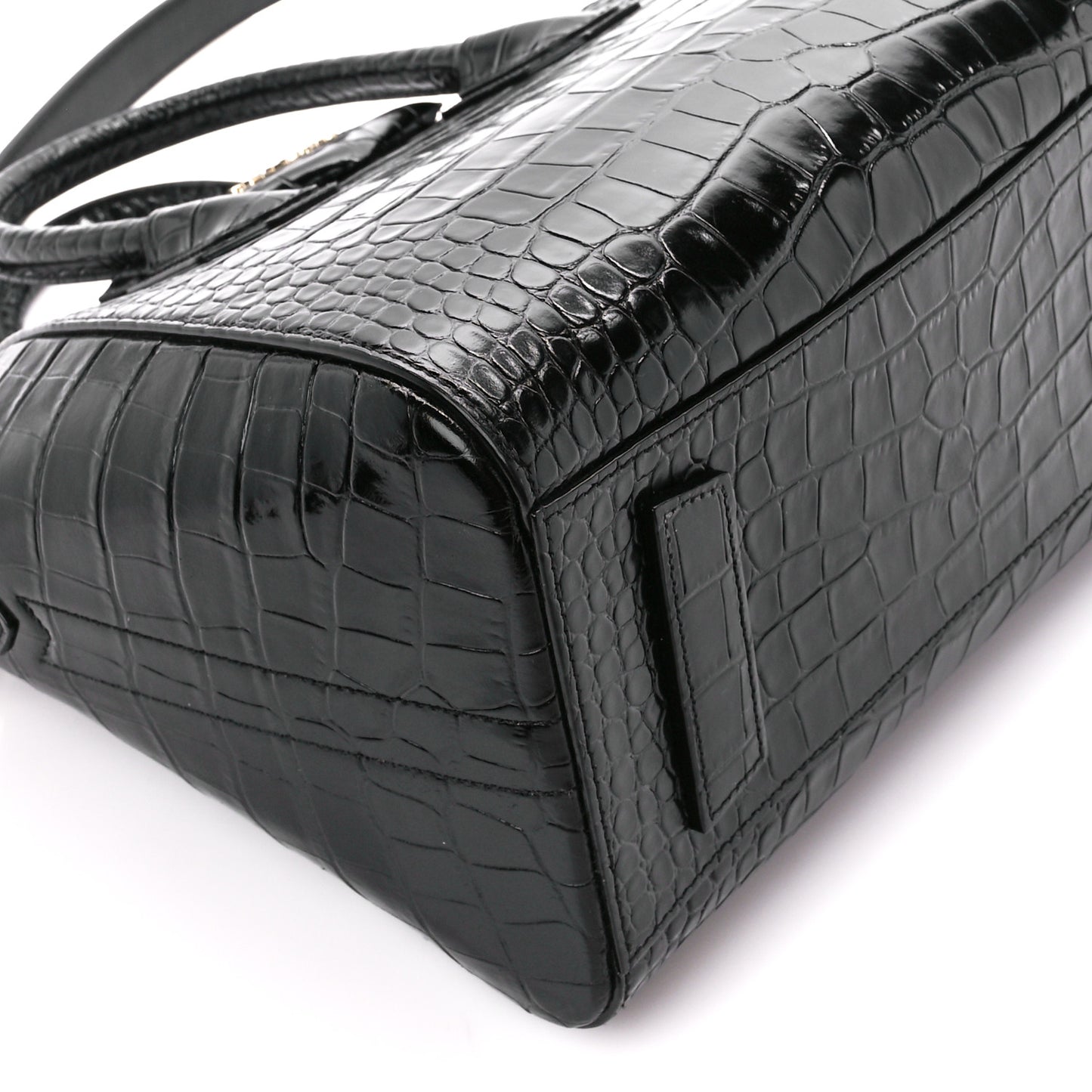 Calfskin Crocodile Embossed Small Antigona Black