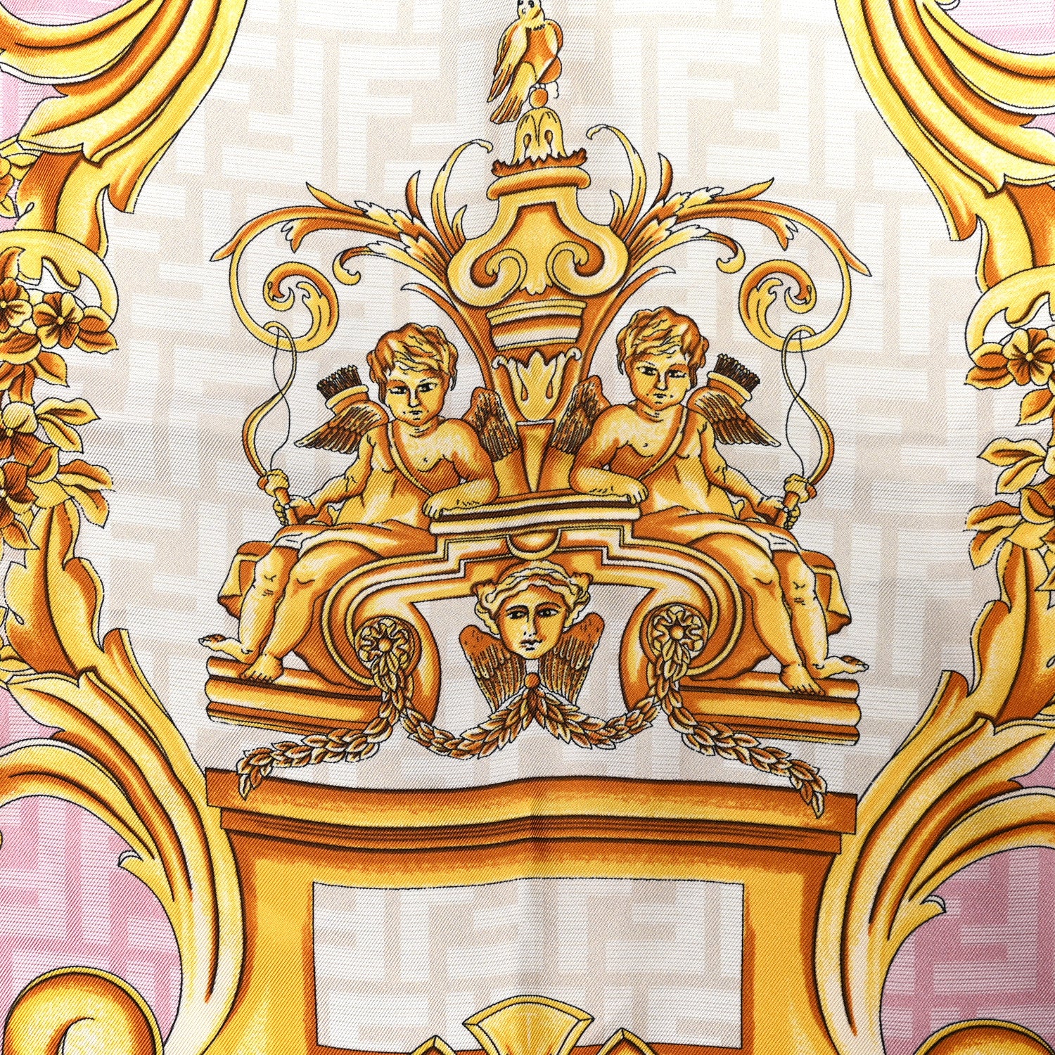 Fendi X VERSACE Silk FF Baroque Fendace Scarf White Multicolor