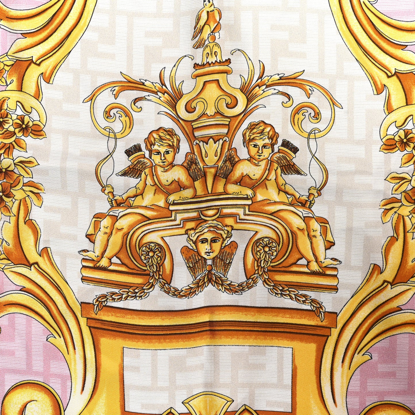 X VERSACE Silk FF Baroque Fendace Scarf White Multicolor