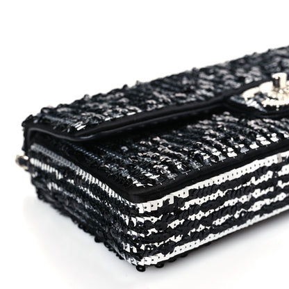 Chanel Sequin Quilted Pearl CC Flap Clutch Black 8 of 10