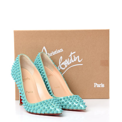 Christian Louboutin Patent Pigalle Spikes 100 Pumps 35 Aquamarine 10 of 10