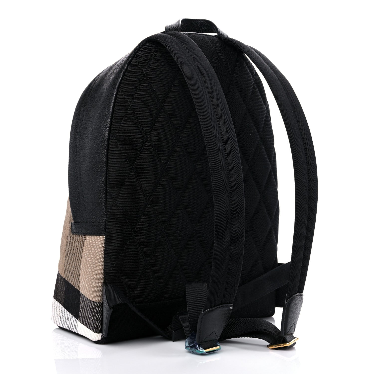 Burberry Mega Check Calfskin Abbeydale Simple Backpack Black Camel 3 of 7