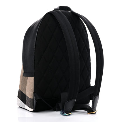 Burberry Mega Check Calfskin Abbeydale Simple Backpack Black Camel 3 of 7