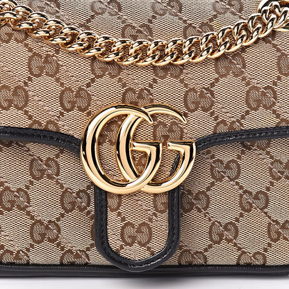 Gucci Monogram Matelasse Diagonal Mini GG Marmont Shoulder Bag Beige Black 10 of 11