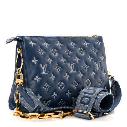 Louis Vuitton Lambskin Embossed Monogram Coussin PM Denim Blue 2 of 9