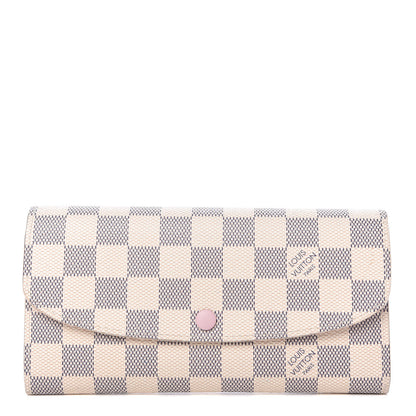 Louis Vuitton Damier Azur Emilie Wallet Rose Ballerine 1 of 10