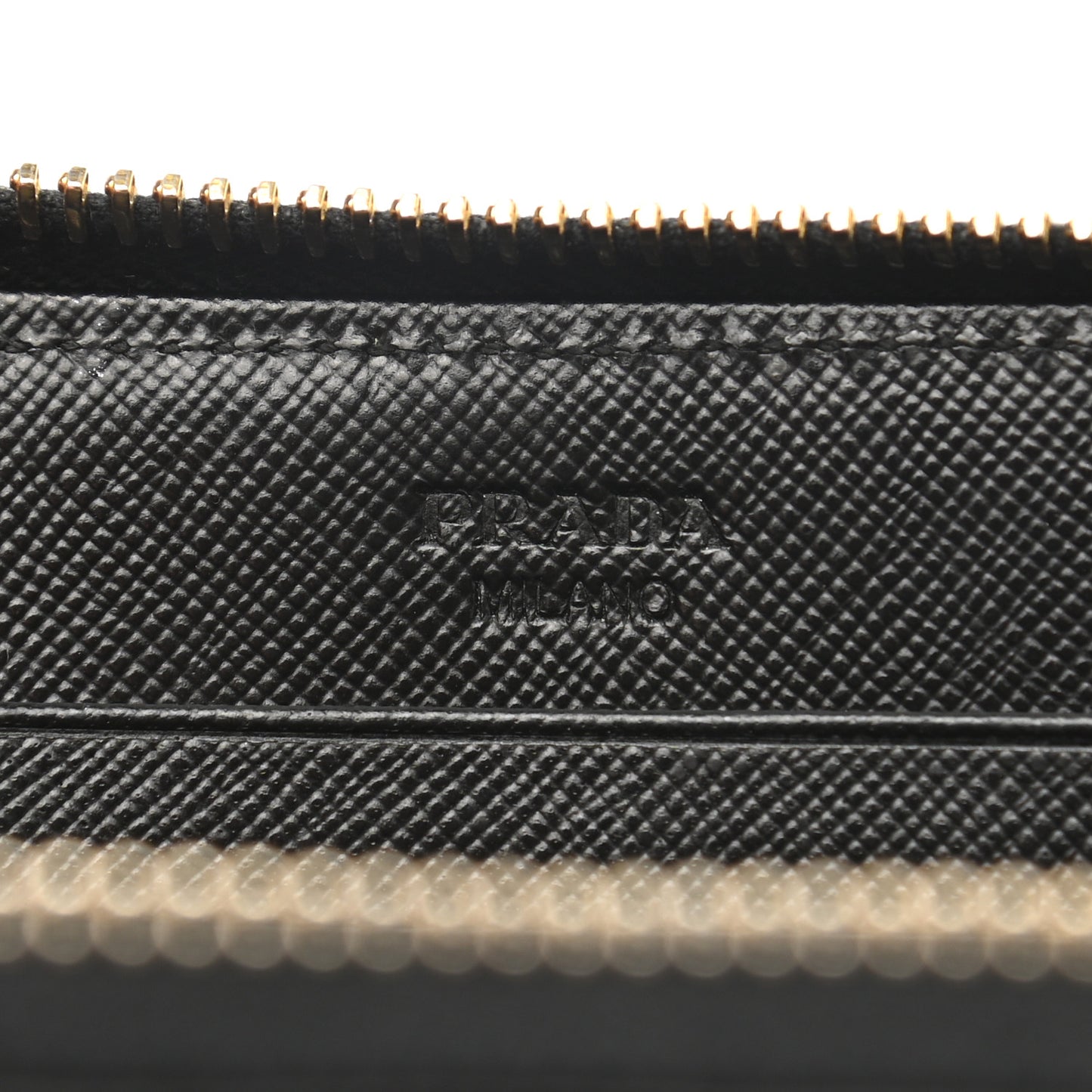 Saffiano Metal Zip Around Wallet Black