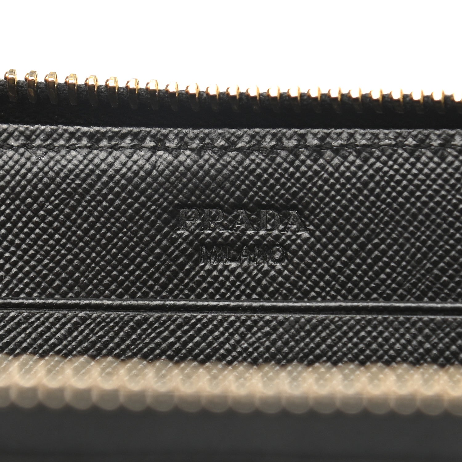Prada Saffiano Metal Zip Around Wallet Black 6 of 10