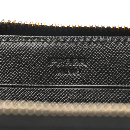 Prada Saffiano Metal Zip Around Wallet Black 6 of 10