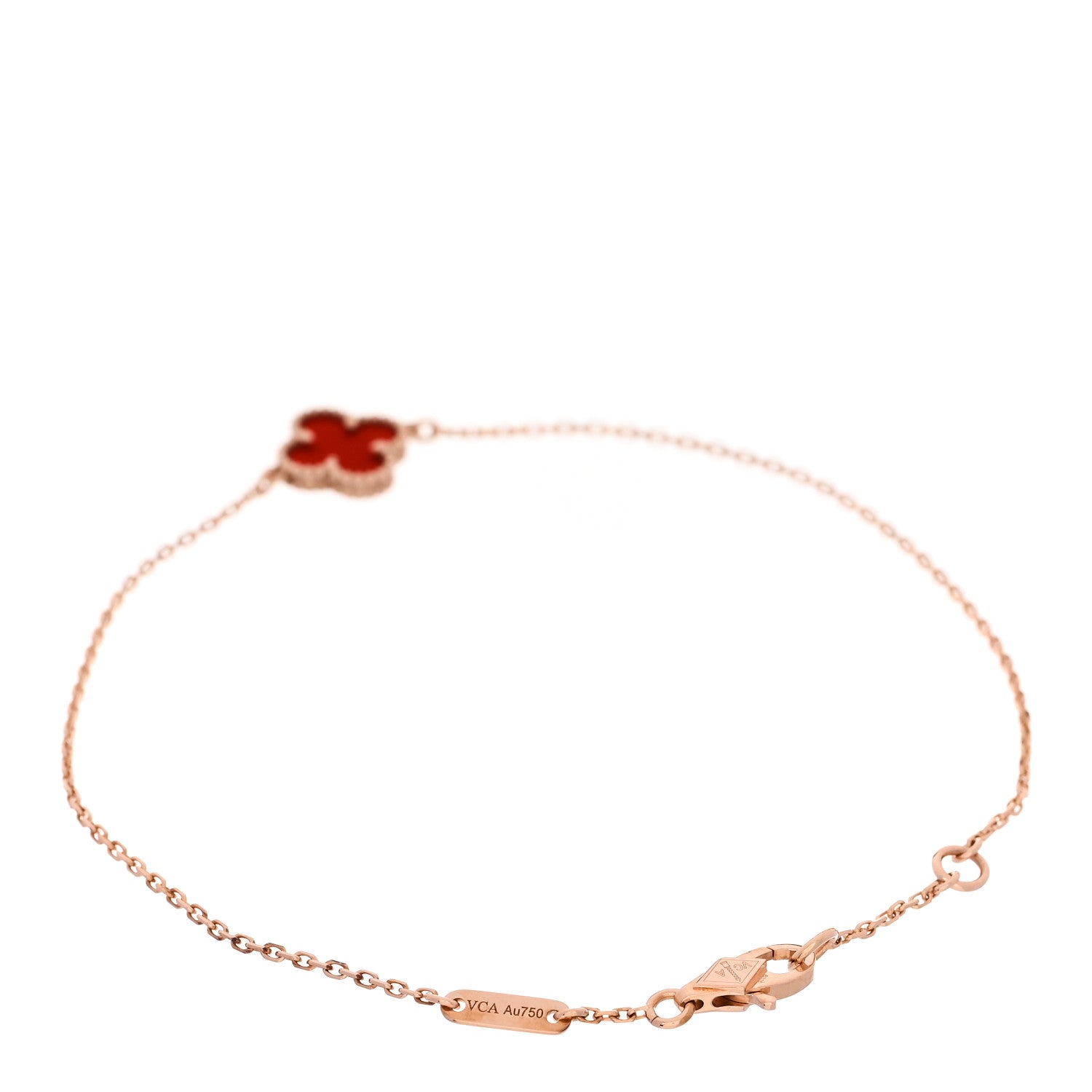 Van Cleef & Arpels 18K Rose Gold Carnelian Sweet Alhambra Bracelet 2 of 5