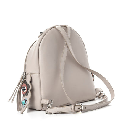Fendi Vitello Dolce Flowerland Studded Mini Backpack Grigio Polvere Multicolor 3 of 17