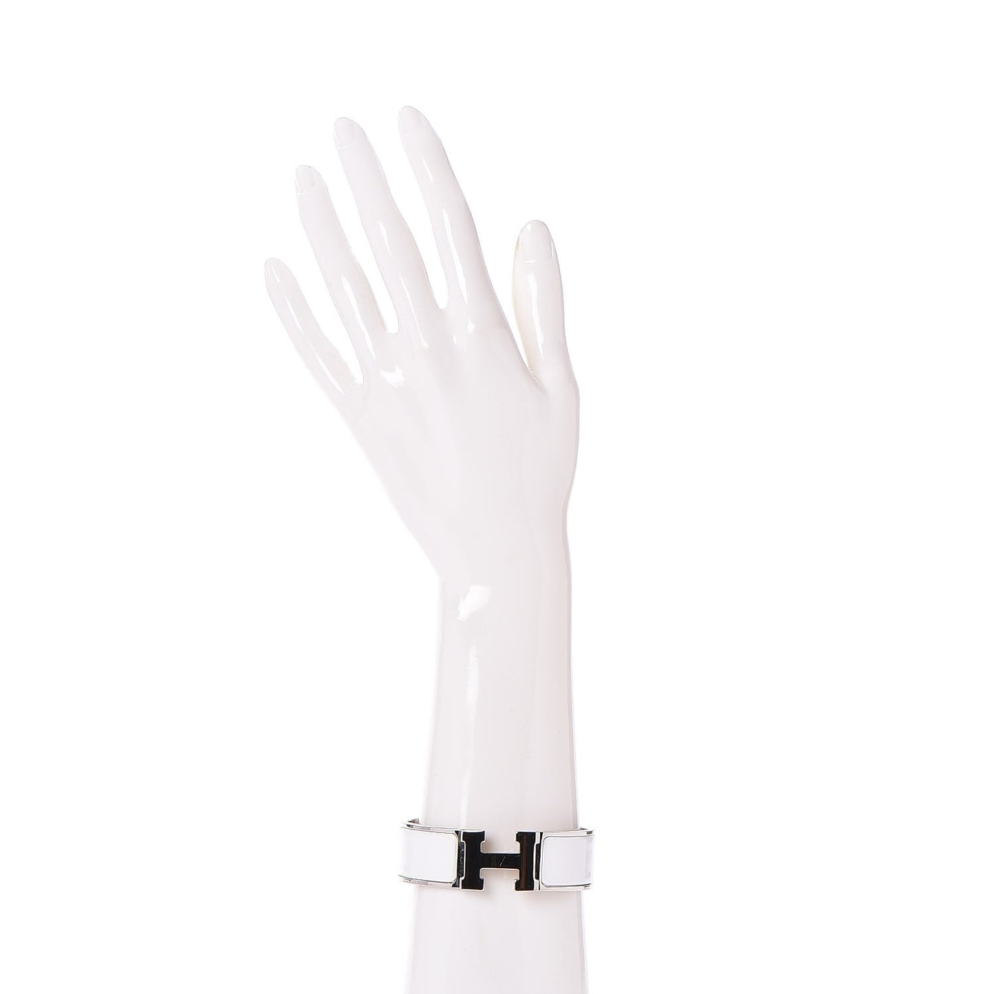 Enamel Wide Clic Clac H Bracelet GM White