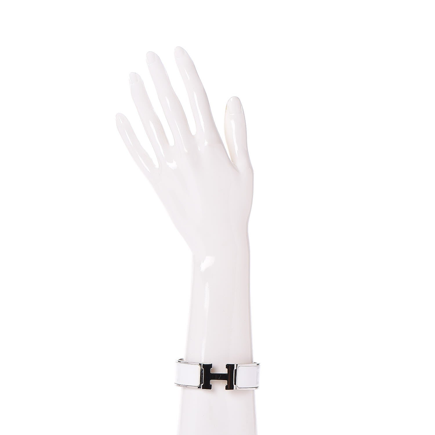 Hermes Enamel Wide Clic Clac H Bracelet GM White 2 of 6